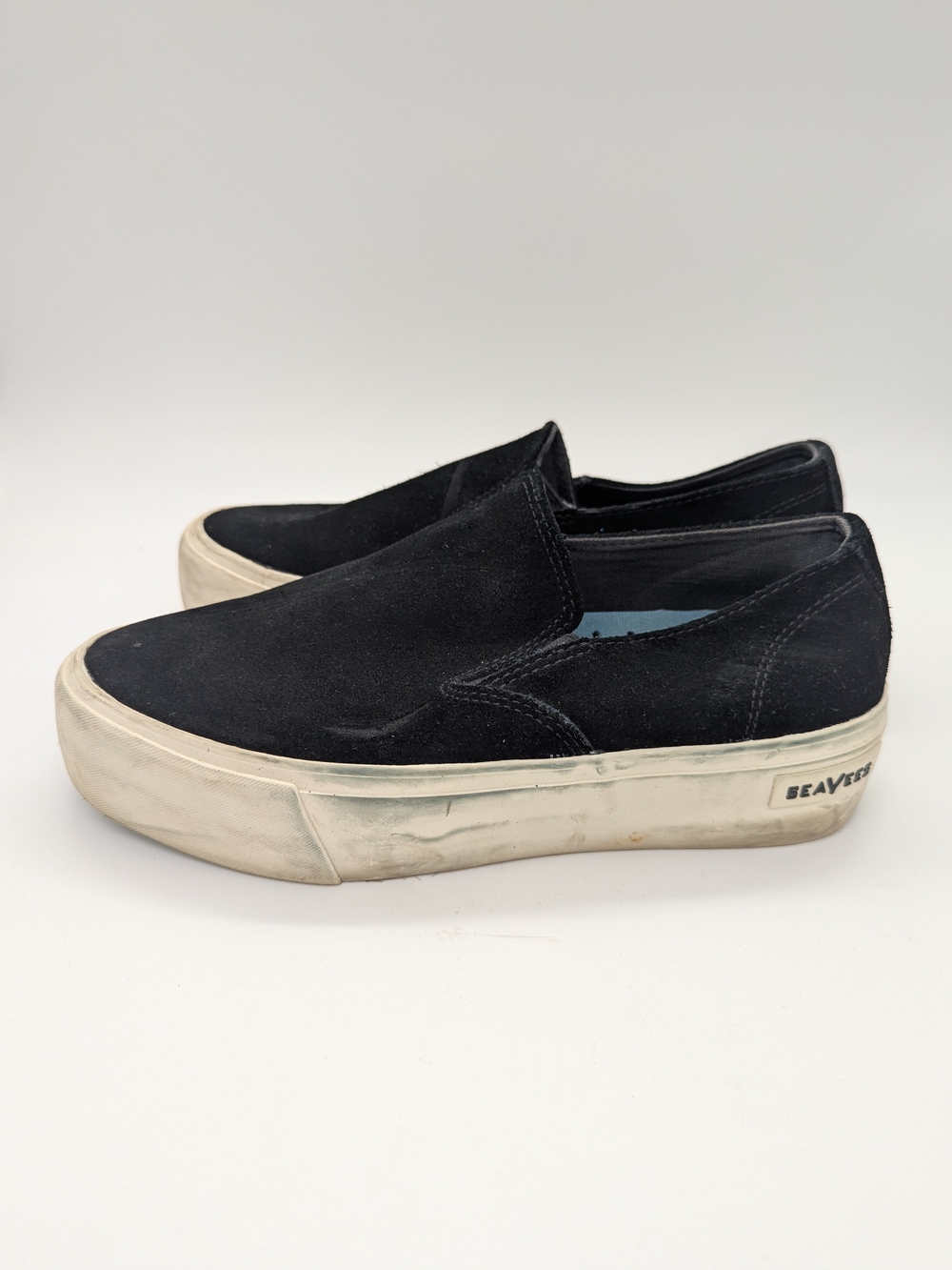 SeaVees Women's Baja Black Suede Slip-On Platform Sneakers Size 7